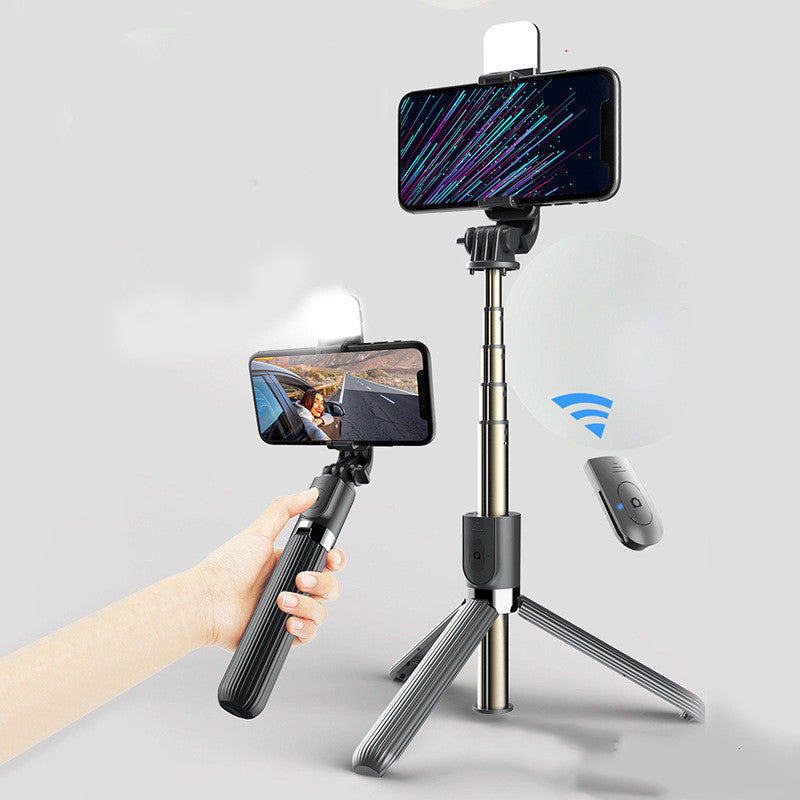 Mini Folding Light Tripod with Bluetooth Remote Control for smartphones.