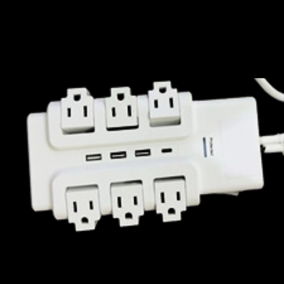 Powerstrip with USB, 3 outlet, 3USB-A,1USBC, Surge protection