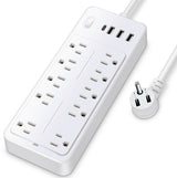 Power Strip with 4 Outlets, 2 USB-A, 1 TYPE-C | 5V-2.1A Total DC Output | 90cm Cable | 125-15A Max Power