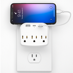 Wall Outlet with 2 USB and Type-C Ports - 110V, 15A,1100W- 1500W