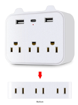 Wall Outlet with 2 USB and Type-C Ports - 110V, 15A,1100W- 1500W