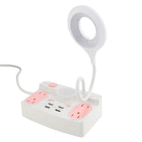 Compact Desk Power Strip with USB and Ring Light