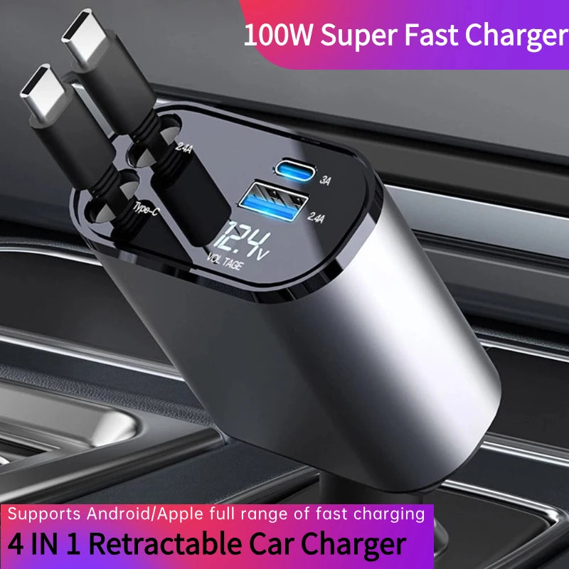 Ultimate 4-In-1 Retractable Car Charger