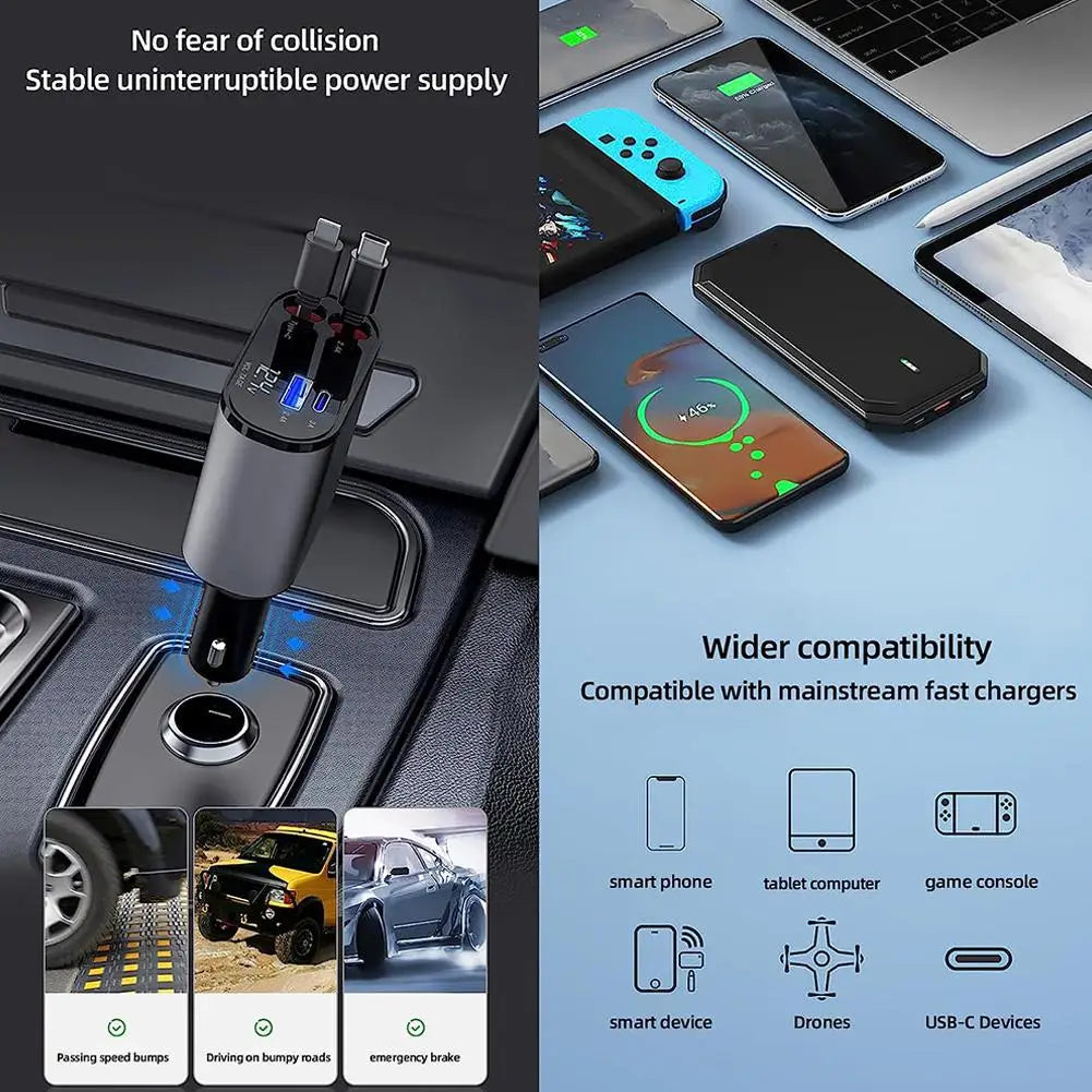 Ultimate 4-In-1 Retractable Car Charger