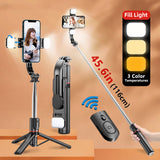 Wireless Bluetooth selfie stick tripod for smartphones.