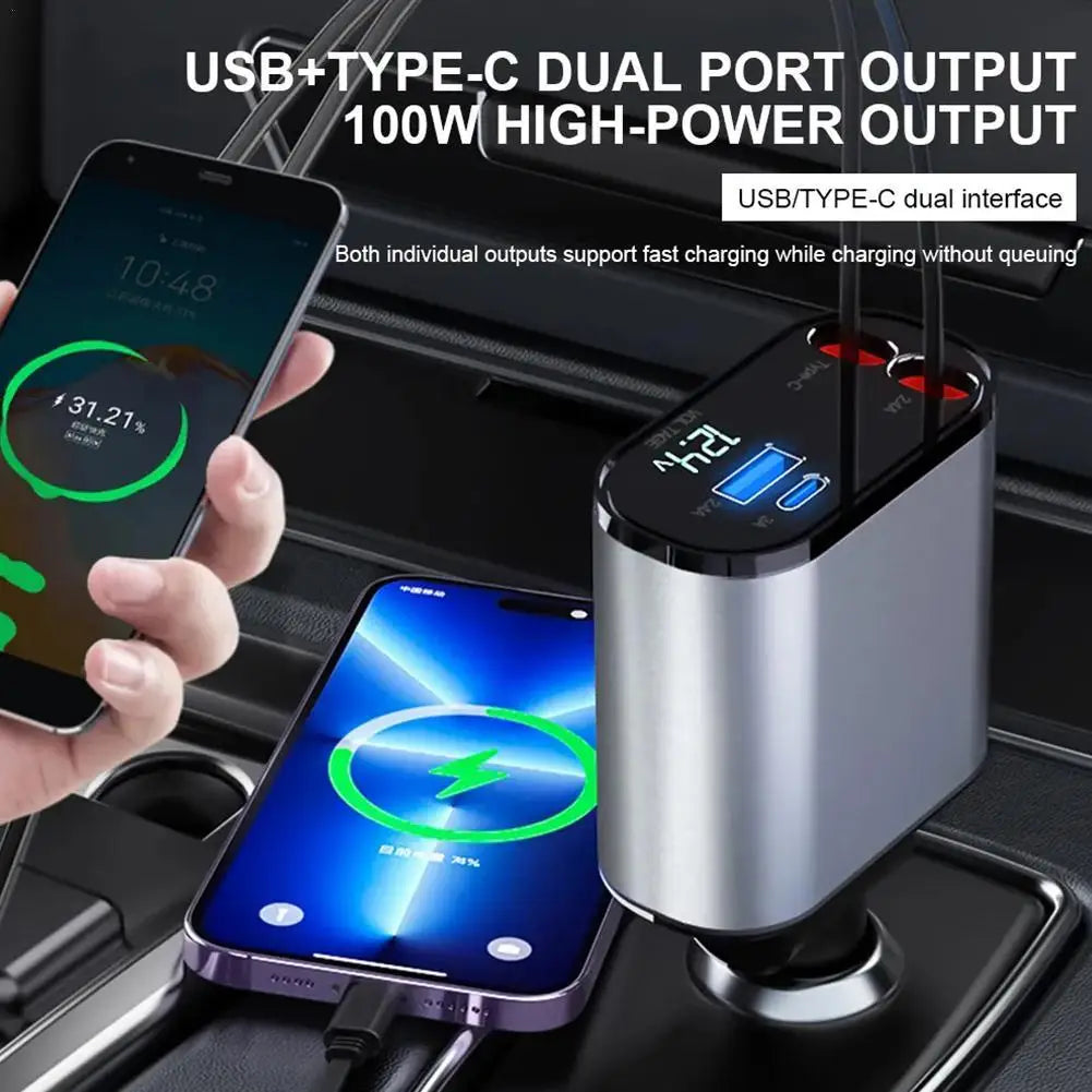 Ultimate 4-In-1 Retractable Car Charger